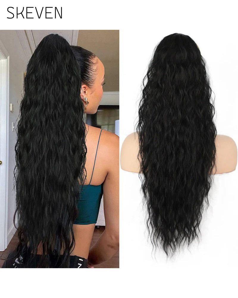 Extension de cheveux bouclés, ondulés et frisés avec queue de cheval