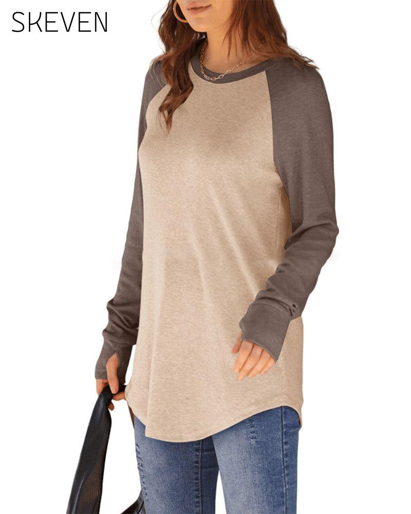 Langarmshirt mit Rundhalsausschnitt, Raglanärmeln und Farbblock-Design