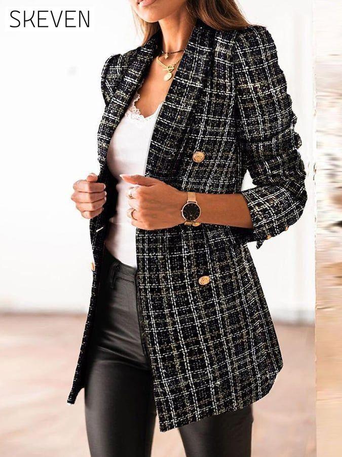 Slim-Fit Plaid Blazer top tops winter sale