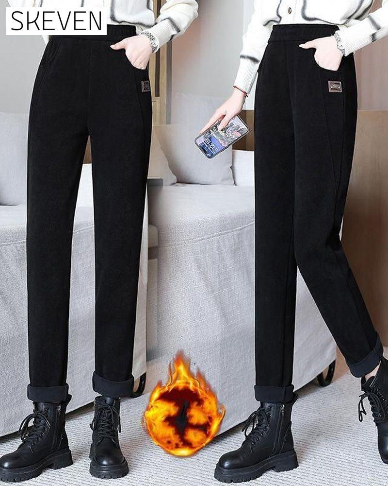 Warme, hochgeschnittene Hose mit Wollfutter