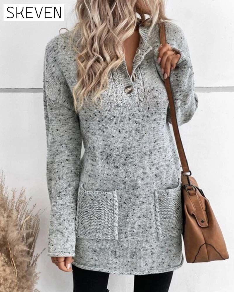 Drop Shoulder Pocket Patched Sweater Gray 2023 f/w 23BF clothes SALE spring Sweaters sweaters & cardigans Tops/Blouses