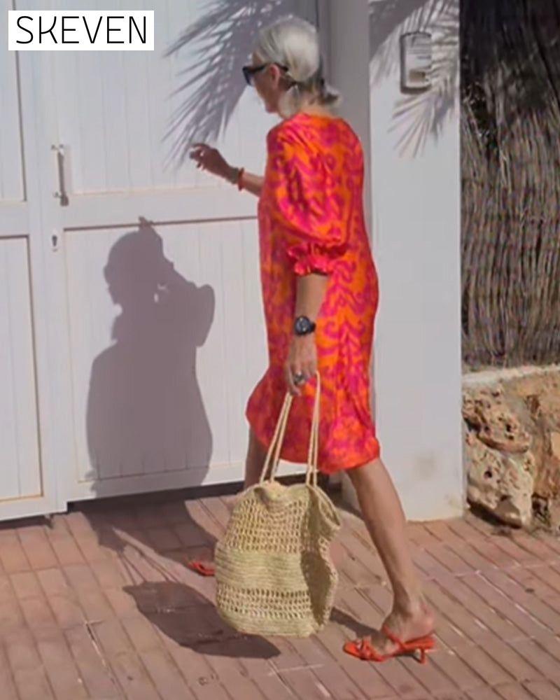 Shift dress with printed V-neck 23BF casual dresses Clothes Dresses vacation dresses