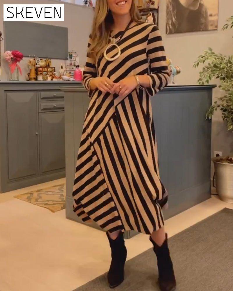 Striped Loose Casual Dress 2023 f/w 23BF casual dresses Clothes Dresses spring