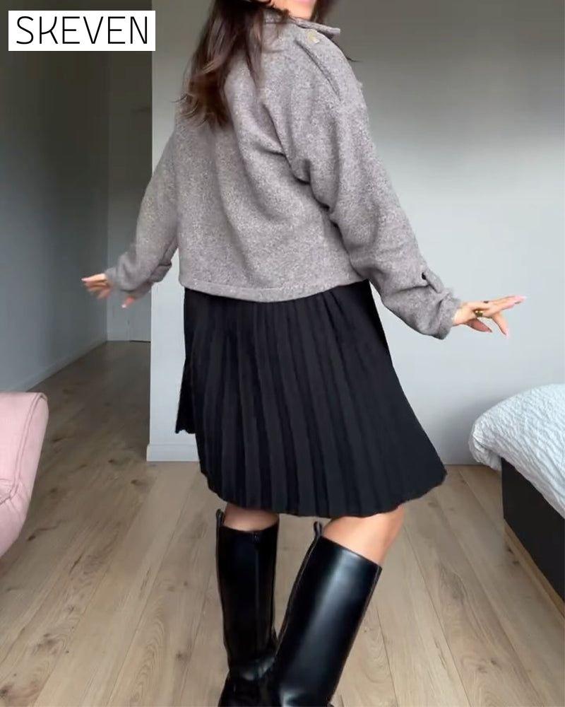 Akkordeon-Falten-Patchworkkleid