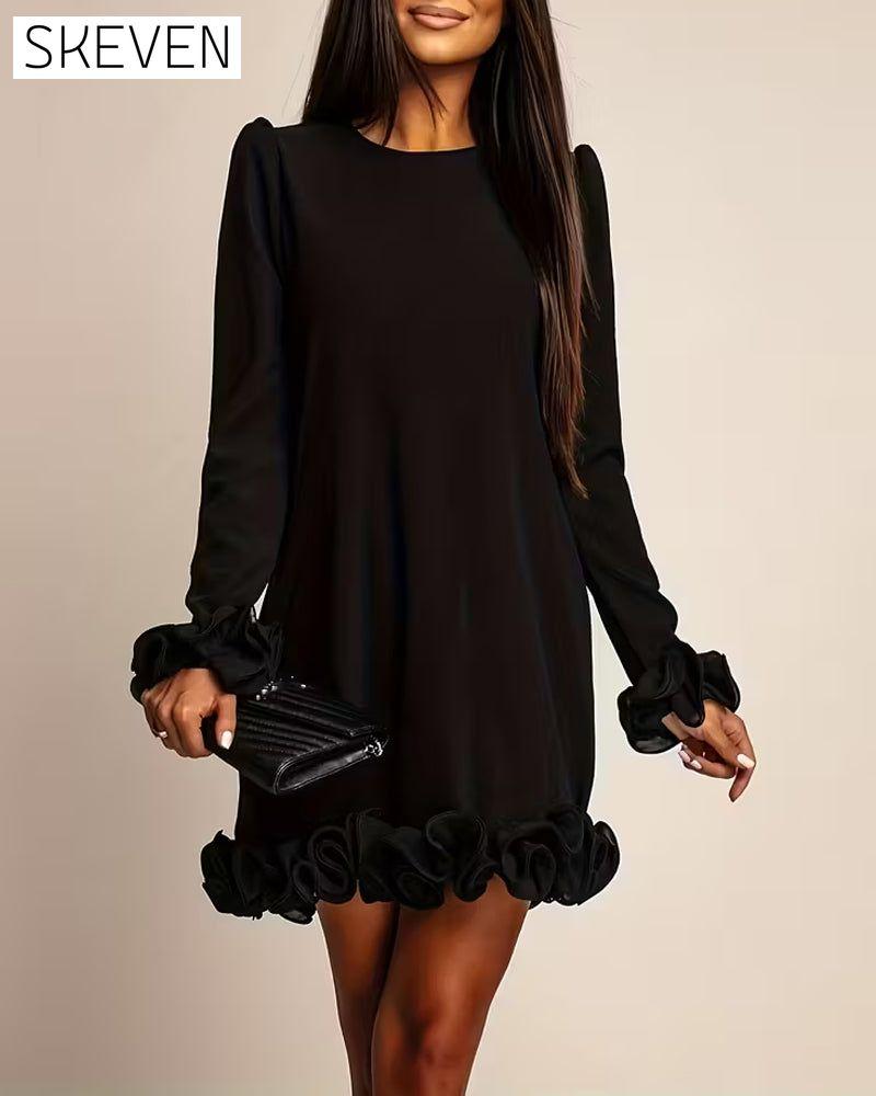 Puff Sleeve Straight Flower Bud Dress