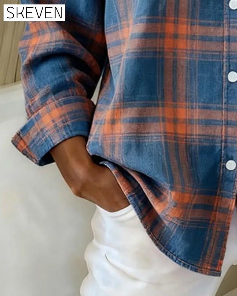 Chemise à carreaux à revers