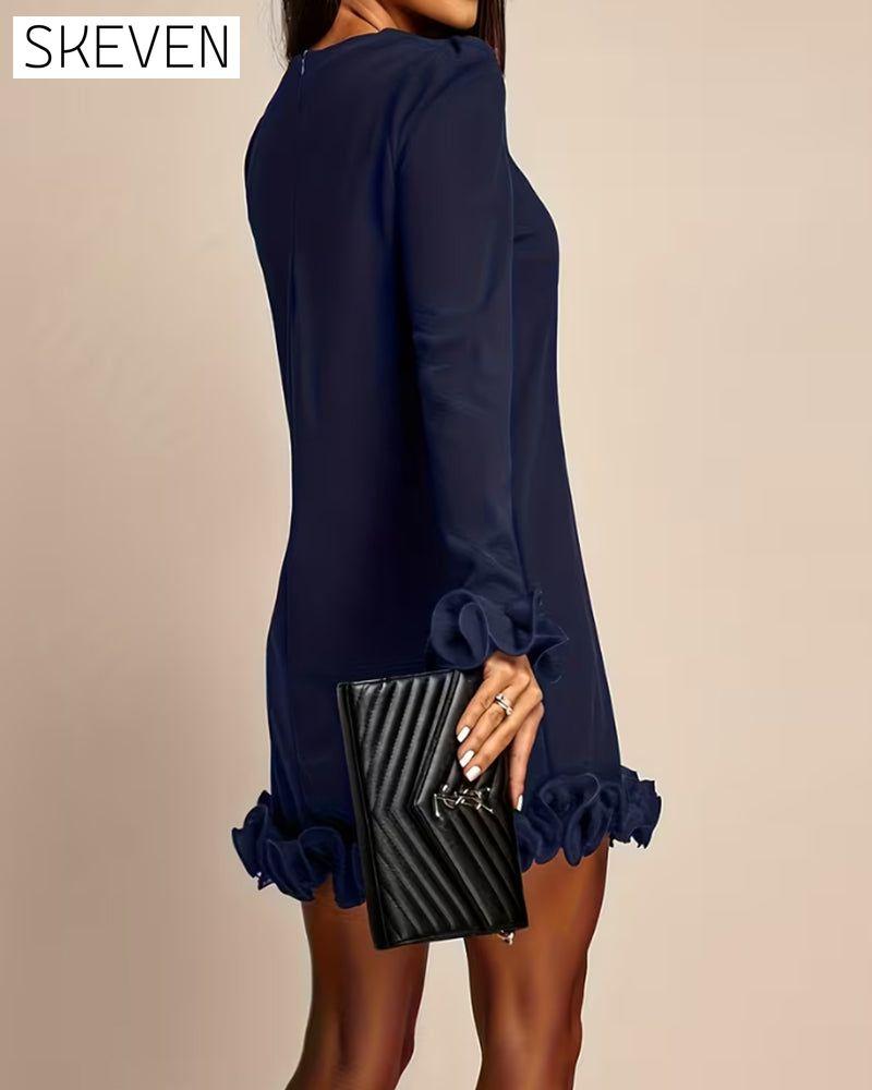 Puff Sleeve Straight Flower Bud Dress