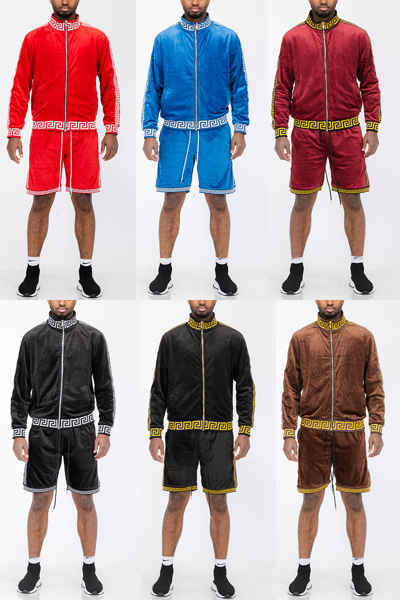 Status Velour Track Jacket Short Set