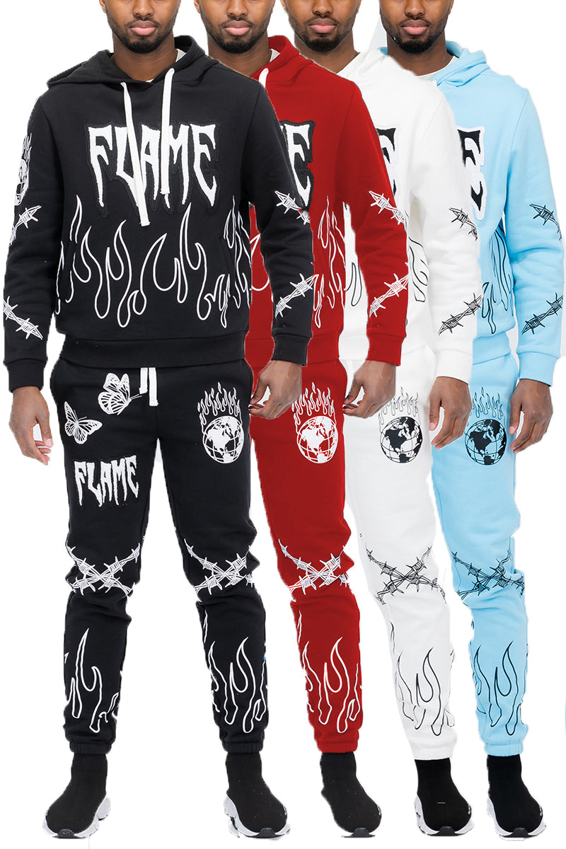 Chenille Flame Sweat Suit – Cotton Blend Track Suit