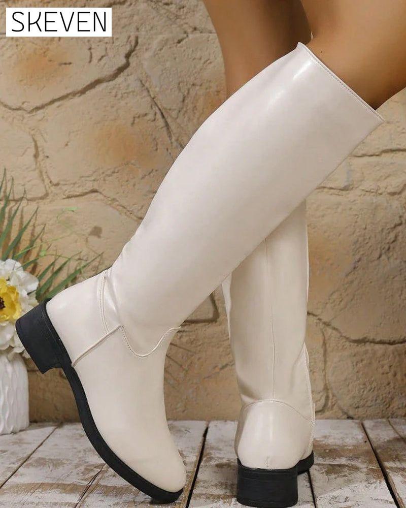 Bottes mi-mollet à fermeture éclair latérale pour femmes