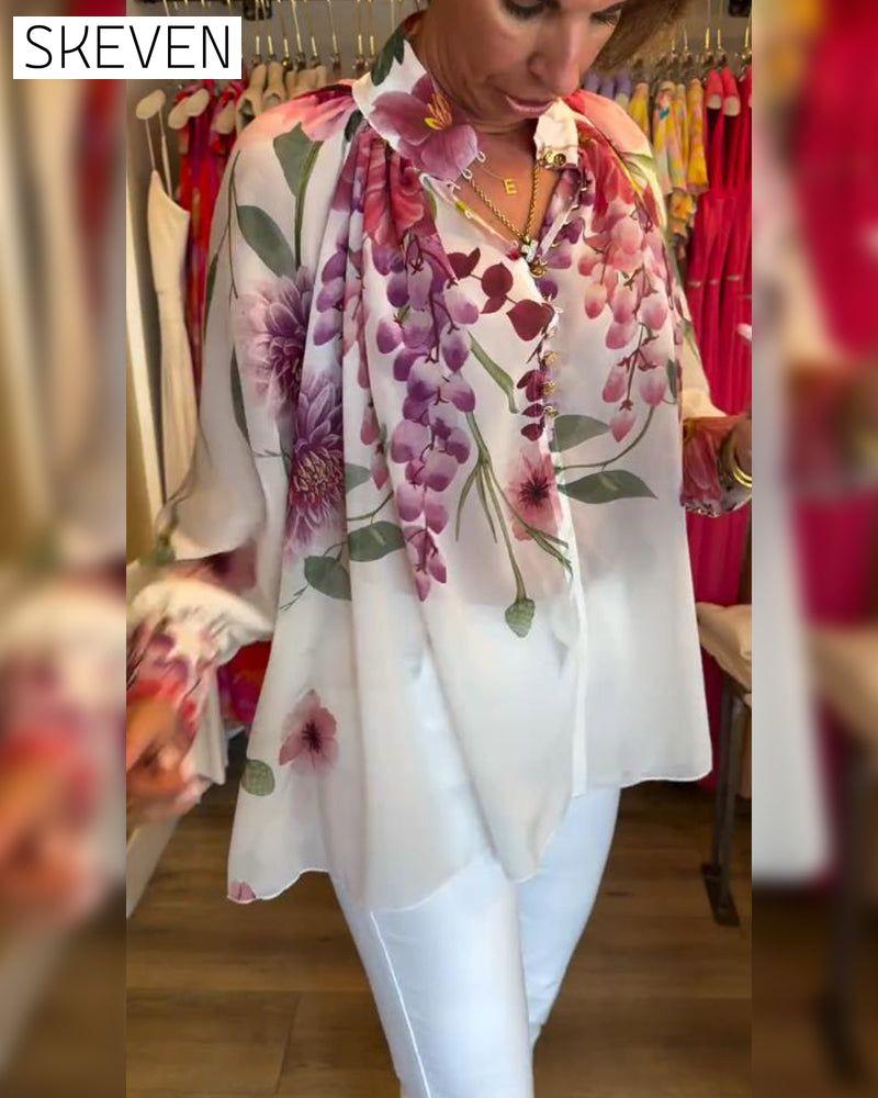 Lässige Bluse mit Laternenärmeln und Print
