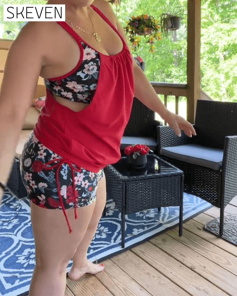 Printed Suspender Boxer Swimsuit