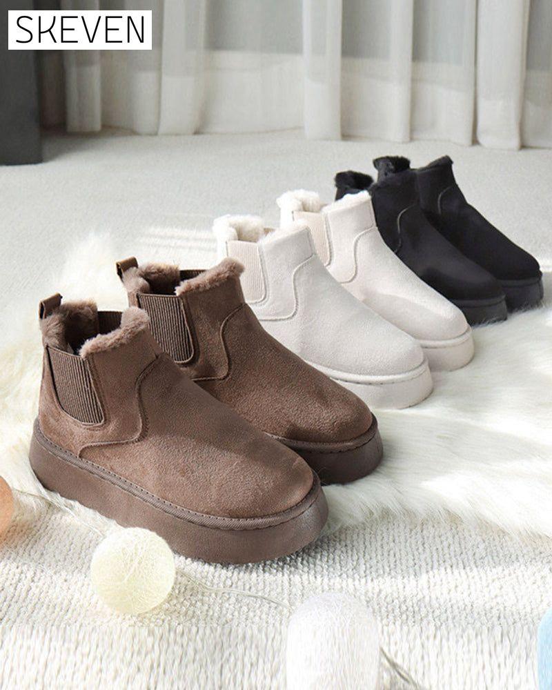 Thick-soled solid color snow boots