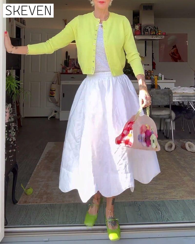 Simple solid color button elegant cardigan 2023 f/w 202466 cardigans spring