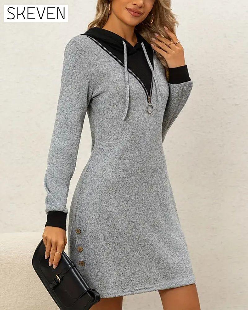 Lässiges Kapuzen-Komfortkleid