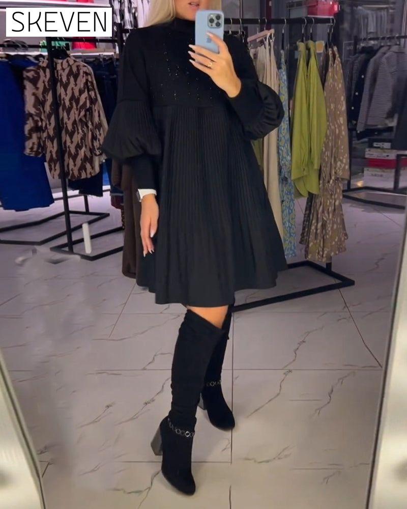 Balloon sleeve stand collar dress 2023 f/w 23BF casual dress