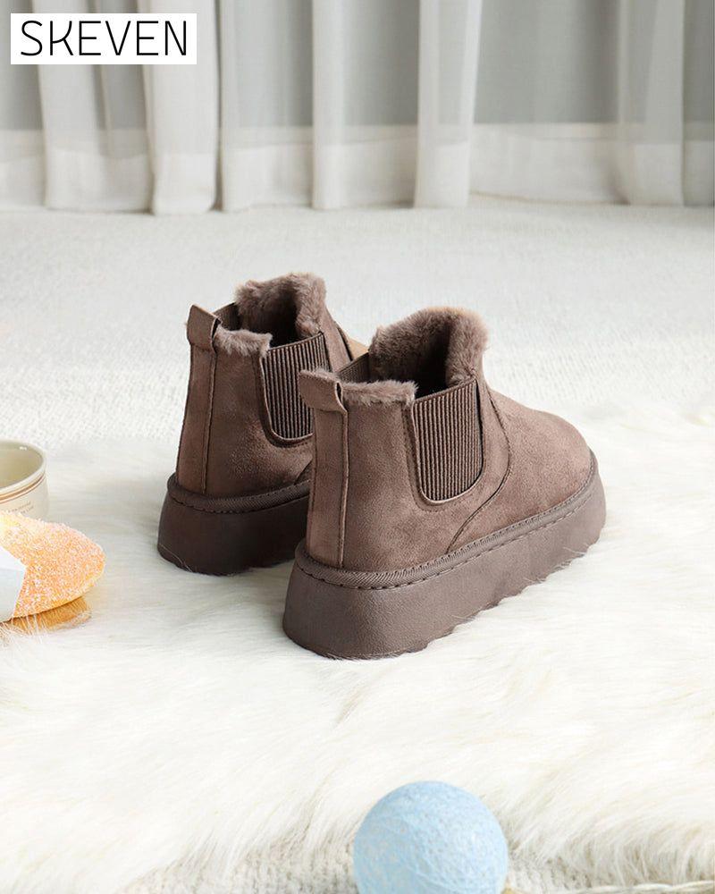 Thick-soled solid color snow boots