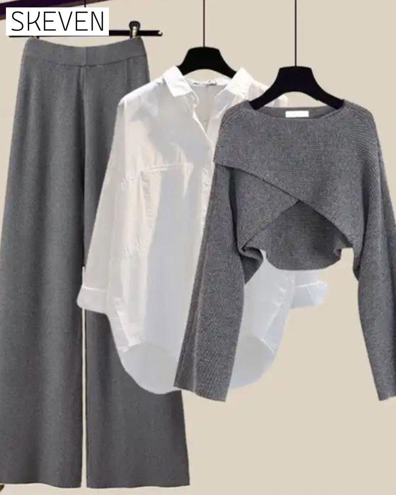 Ensemble trois pièces en croix, couleur unie