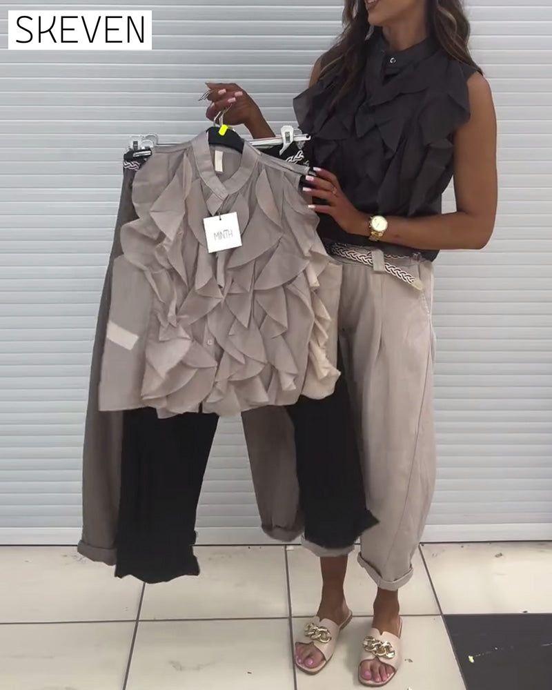Designer Ruffle Sleeveless Tank Top