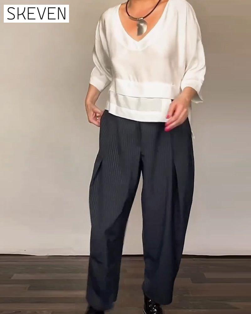 Retro-Streifen-Freizeithose