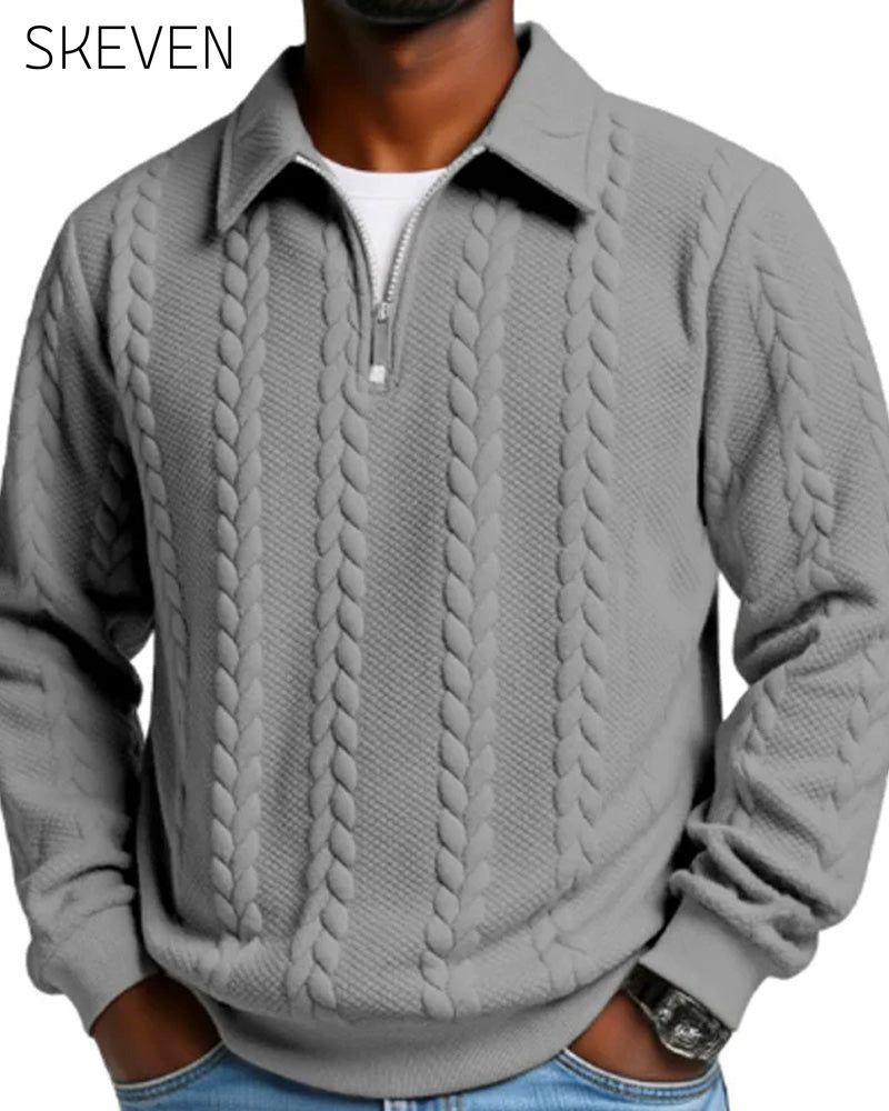 🔥Special Offers - Men's Casual Half-Zip Cable Knit Pullover