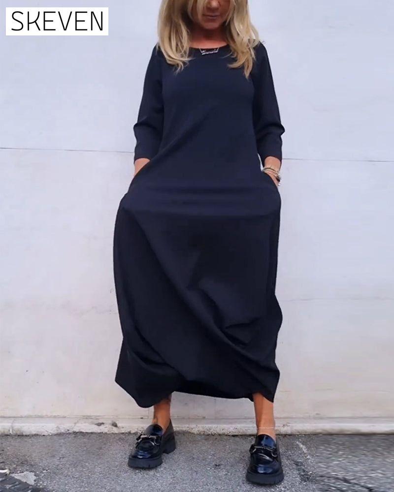 Simple solid color pocket dress 2023 f/w 23BF casual dresses Clothes Dresses spring