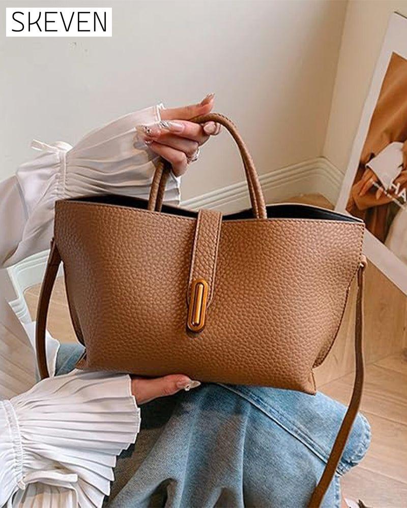 Elegante, einfarbige Damenhandtasche im französischen Stil