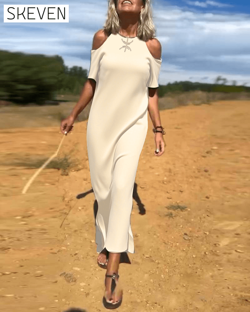 Modisches, lässiges, schulterfreies, figurbetontes Kleid