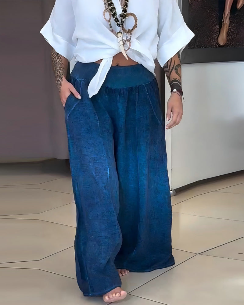 Retro High Waist Wide Leg Pants