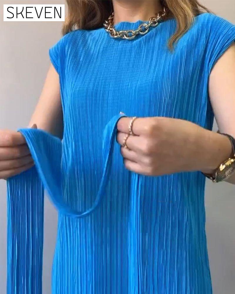 Sleeveless Textured Long Dress
