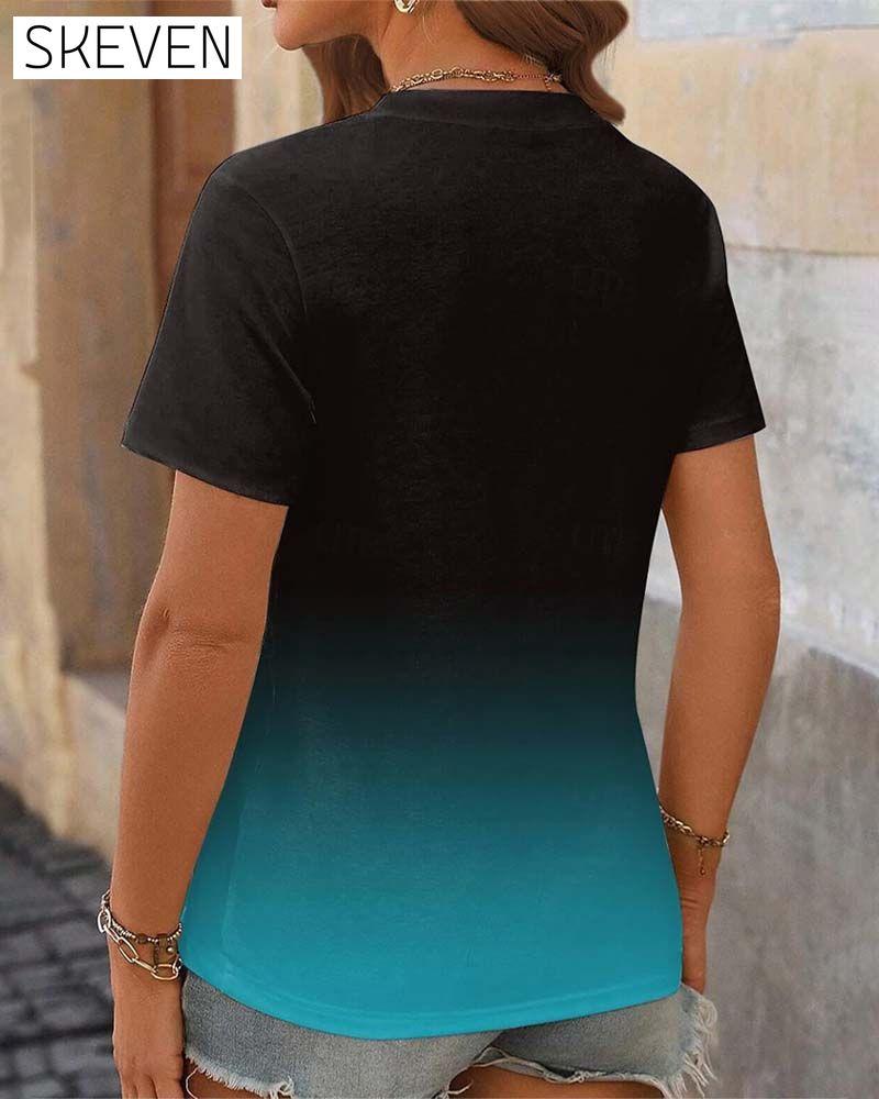 Gradient printed casual blouse