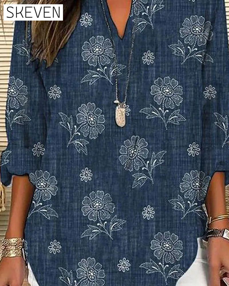 blouse décontractée à imprimé floral