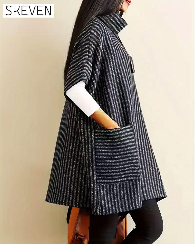 Robe pull à col roulé et grosse maille