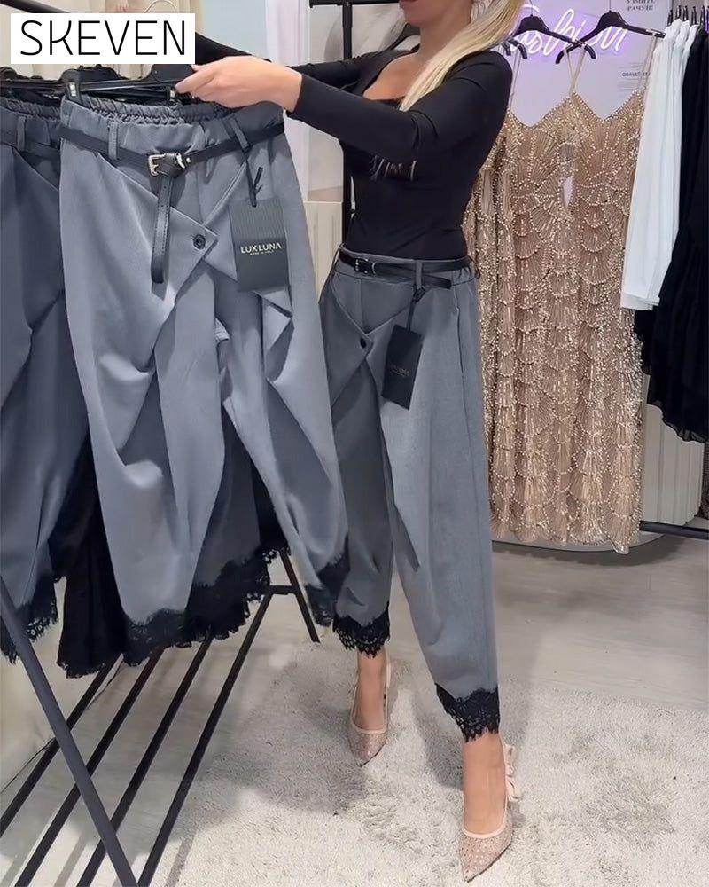 Fashionable Lace Stitching Harem Pants
