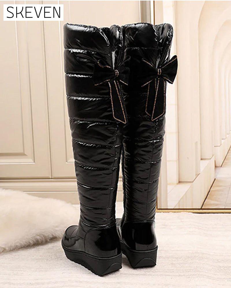 Warm Waterproof Bow High Boots