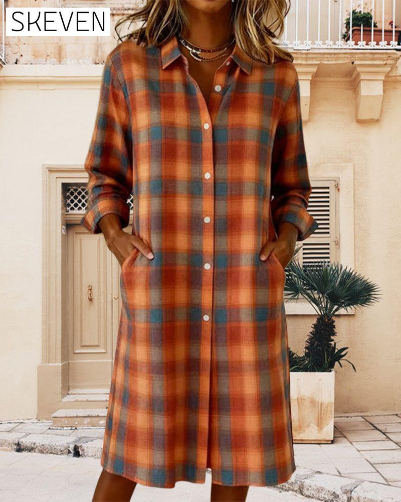 Hemdkleid mit Reverskragen und Karomuster