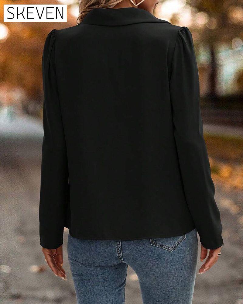 Puff Sleeve Lace Patchwork Blouse