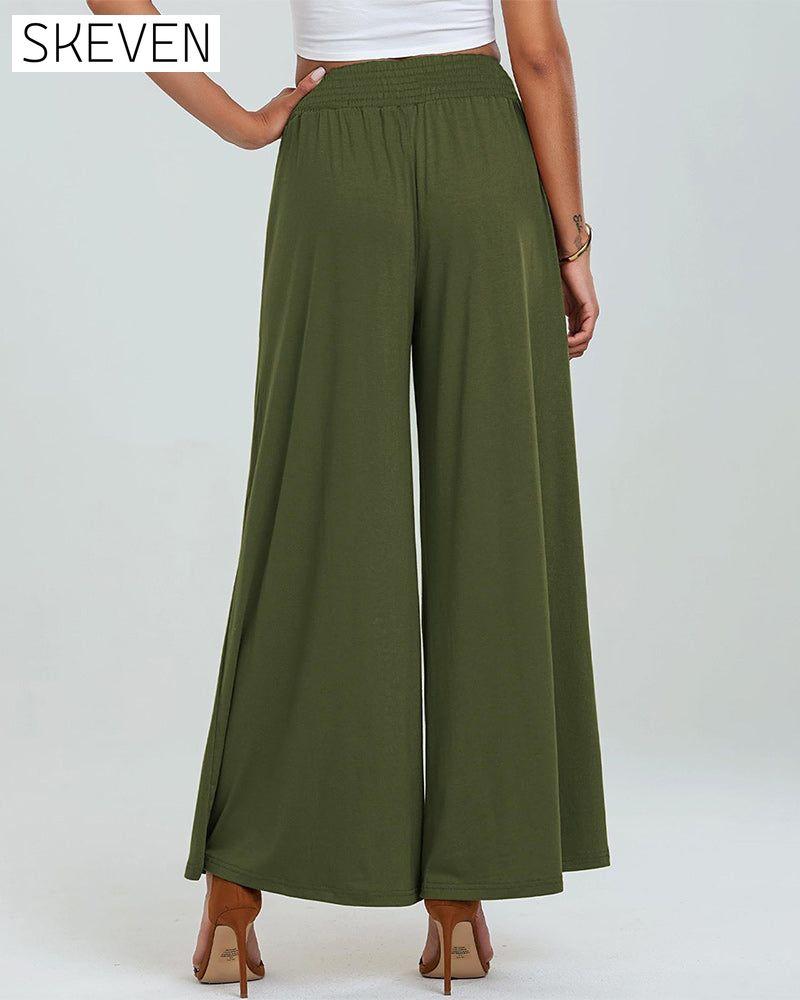 Pantalon bootcut à taille élastique et poches