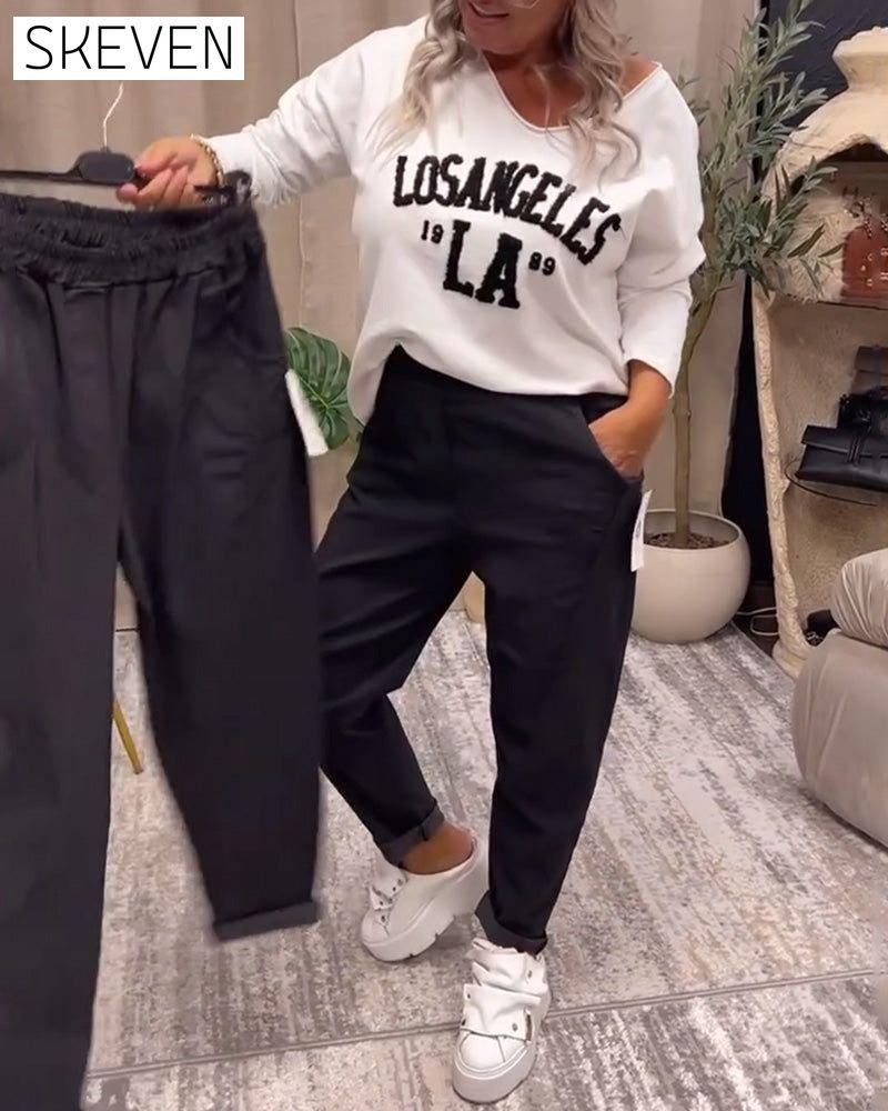 Casual solid color pocket pants