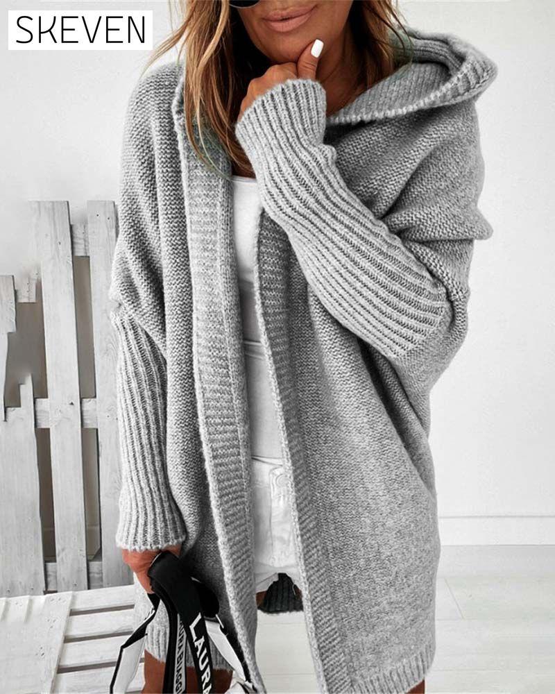 Einfacher, einfarbiger Fledermaus-Hoodie-Cardigan