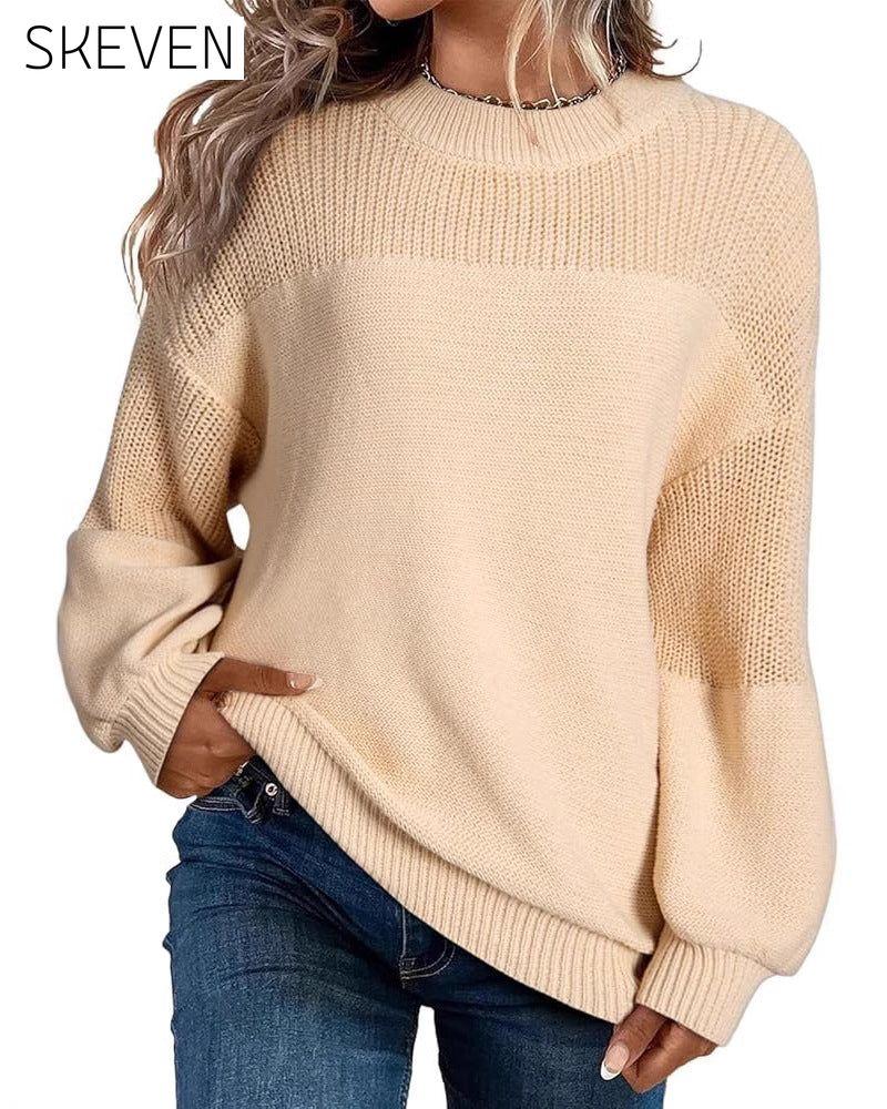 Solid Color Lantern Sleeve Jumper