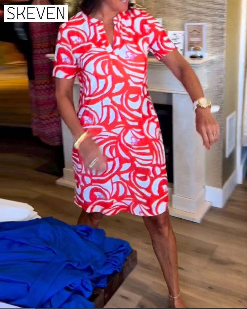 Lässiges Kurzarmkleid mit Print