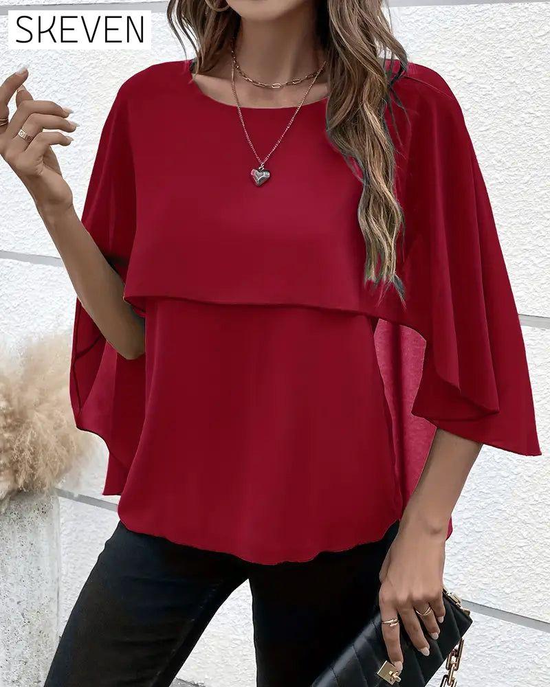 Bat Sleeve Round Neck Top