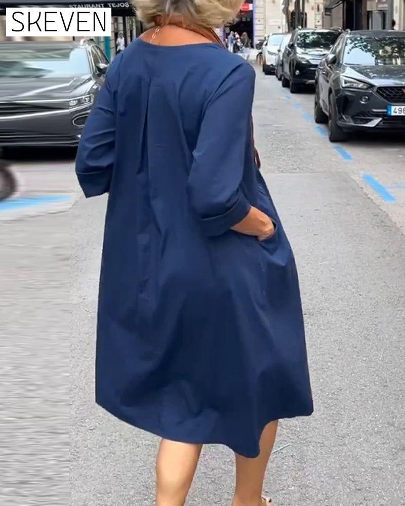 Round neck dress with pockets 2023 f/w 23BF casual dresses Clothes Dresses spring