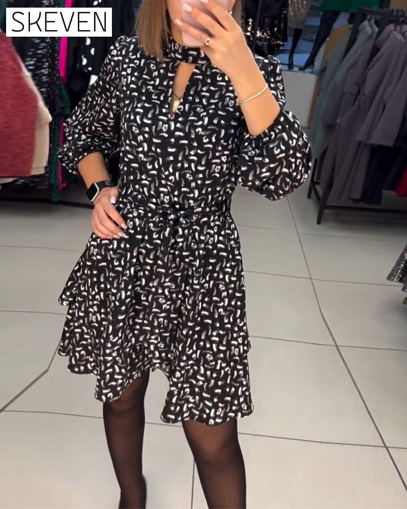 Elegant printed cutout dress