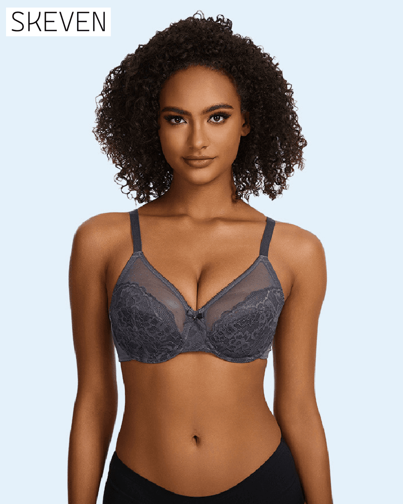 Mesh Lace Gathered Bra