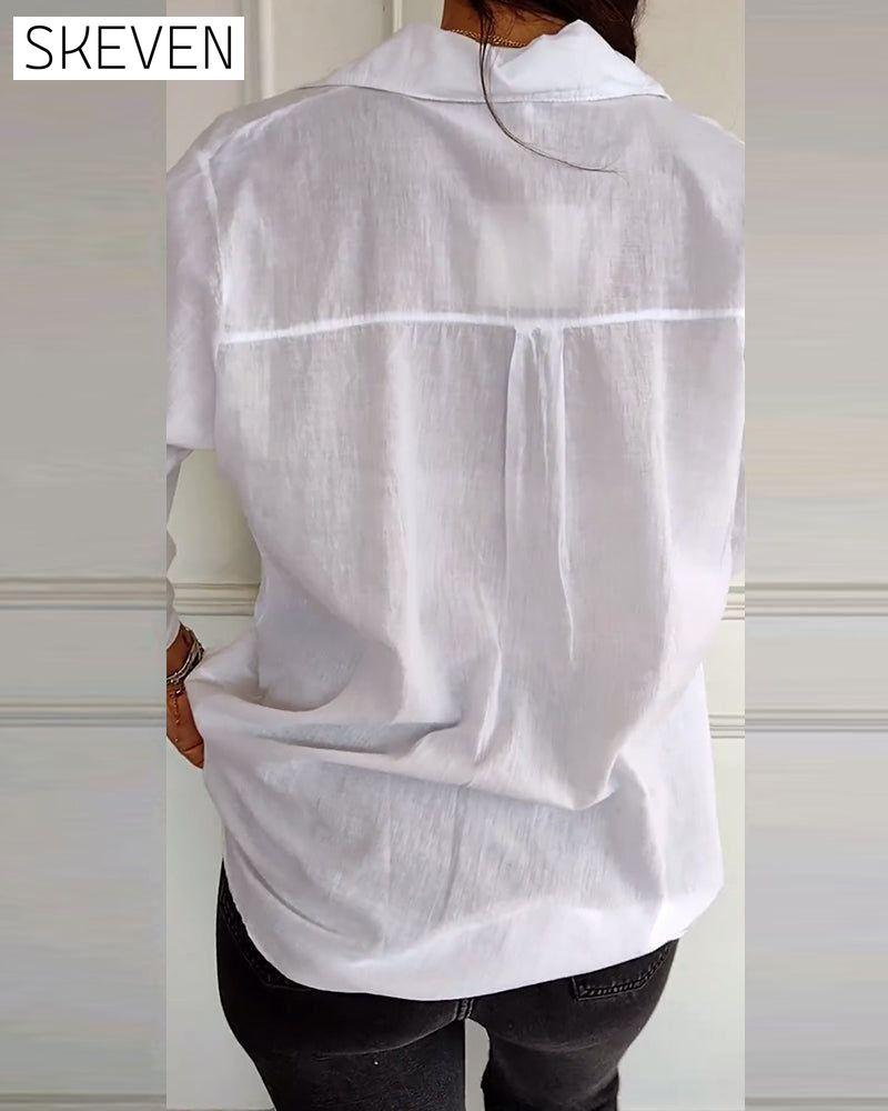 Casual solid color lapel love blouse blouses & shirts spring summer