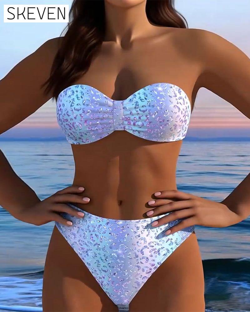 Leopard Print Bandeau Bikini