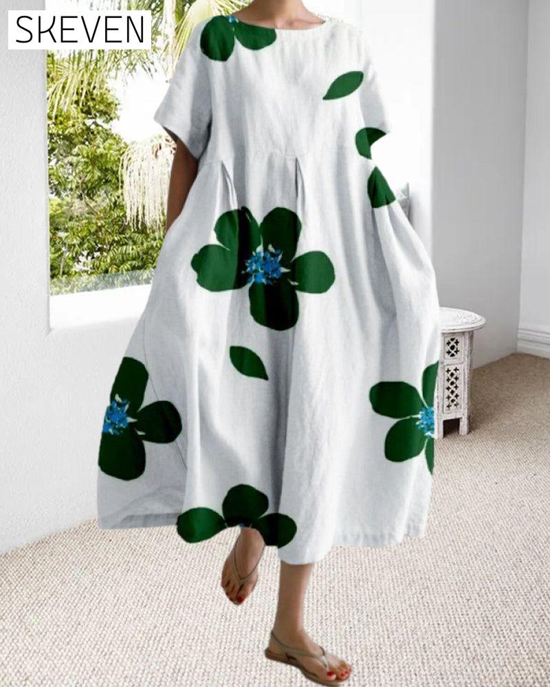 robe imprimée ample à manches courtes