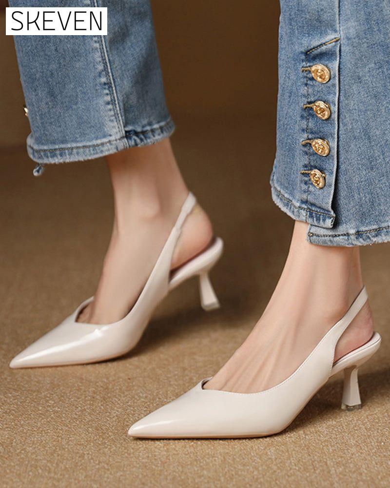 einfarbige, elegante, spitze High Heels